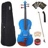 Barcelona 2 Series 4/4 Size Student Violin with Case and Accessories - Metallic Blue