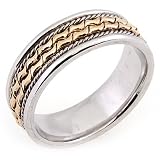 14K White Gold Unique Design Comfort Fit Wedding Band Ring