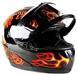 Modular Flip Up Snowmobile Helmet Red Flame, Large