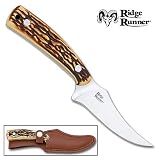 Sporting Goods : Ridge Runner Medium Coyote Skinning Knife w/ Leather Sheath