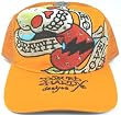 Ed Hardy Orange Rhinestone Cap - Skull & Heart Design