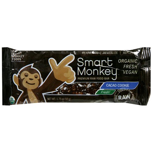 SmartMonkey Premiun Raw Food Bars, Cacao Cookie, 1.7-Ounce Bars (Pack of 16)