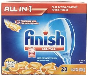 Finish Gelpacs Dishwasher Detergent, Orange Scent, 20 Count