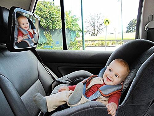 Premium Baby Car Mirror ★ Back Seat Mirror for Rear Facing Car Seat by Mamas Prep ★ Premium Quality ★ Superior View & Clarity ★ Adjustable Straps for Added Stability ★ No Center Headrest Required ★ Completely Rotatable ★ Amazing Baby Shower Gift! ★ BONUS E-Book Included!★ Special Sale Price!