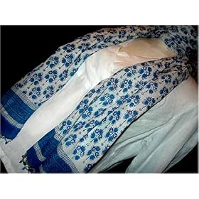 Buy Delft Floral Design Hand Printed 100% Cotton Anokhi Scarf with Beaded Borders, 15 inches X 60... by Timbuk2