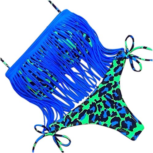 JIANLANPTT Women Sexy Bikini Padded Set Floral Swimwear Tassel Swimsuits SML