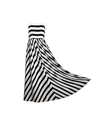 Sleeveless Illusion Chiffon Striped Print Party Dress/Maxi Dress 