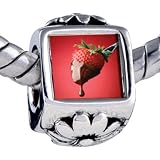 Pugster Pandora Style Bead Chocolate Dipped Strawberry Beads Fits Pandora Bracelet