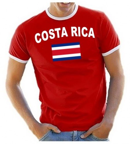 Coole-Fun-T-Shirts Herren T-Shirt Ringer, Rot, L, 10888_Costa Rica_HERI