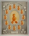 (Z335635H) 12 1&frac12;&times;2 Birth Thru 11 Months & 1 - 3&frac12;&times;5 1st Year Oval Photos - 'My First Year' Frame w/Engraveable Surface