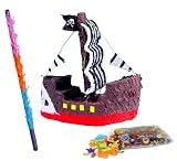 Pirate Ship Pinata Kit - Includes Pinata, 2Lb Filler and Buster Stick