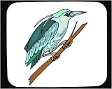 Decorated Mouse Pad with green, blue, sparrow, bird