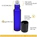 6 Blue Essential Oils Roller Bottles - FREE Recipe eBook for Roll-ons! - Useful for Aromatherapy - Mix with Fractionated Coconut, Jojoba, Almond and Other Carrier Oil - Solid Blue Glass (Not Painted)