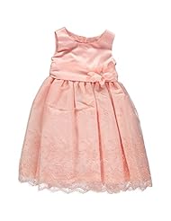 Girls Floral Print Embroidered Lace-Up  Polyester  Dress With a Bow(s) and a Sash 