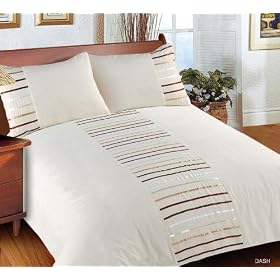 Dash Natural Double Bed Luxury Embellished Duvet Cover Set
