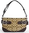 Coach 12CM Signature Buckle Zip East West Duffle Bag 17169 Khaki Mahogany