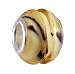Pandora Style Charm Bead (Z313) Murano Style Glass (13mm x 10mm) (fits Troll too) ~ Cream with Black and Orange Stripes