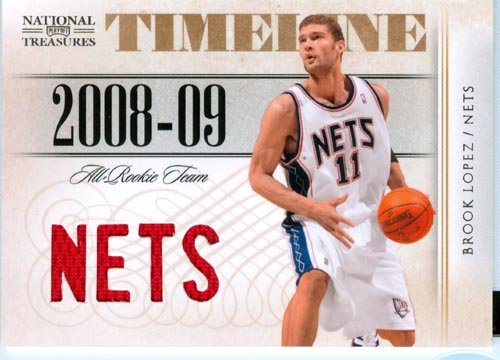 2010 Playoff National Treasures Authentic Brook Lopez Quad Game Worn Jersey Card