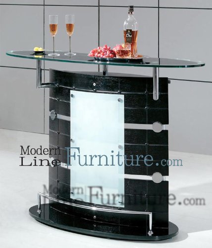 Contemporary Furniture Black Ultra Modern Bar Table w/Featured Convenience Shelves