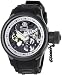 Black Russian DIver Skeleton Hand Wind Mechanical Rubber Strap