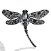 EVER FAITH Dragonfly Black-Tone Teardrop Brooch Pin Jet Color Austrian Crystal