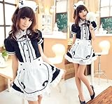 コスプレ メイド コスチューム モノトーン ウエイトレス ワンピース 衣装 5点セット