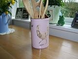 Cockerel Utensil Pot in pink ceramic