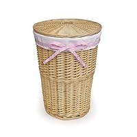 Round Wicker Hamper- Natural/ White