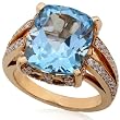 One of a Kind 7/8ctw Blue Topaz & Diamond Ring in 18kt Rose Gold (G-H/VS-SI)