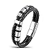 Areke Men Women Wide Braided Leather Bracelet Bangle Rope Stainless Steel Magnetic Clasp 7.5-8.5 Inch Item Length 8.0inch