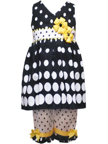 Rare Editions Girls 2-6X Gradient Dot Capri Set, Black/White, 4