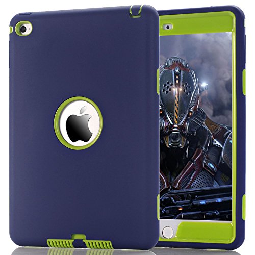 iPad Mini 4 Case,Walle ShopÂ® Hybrid Heavy Duty Shockproof Rugged Bumper Three Layer Impact Resistant Armor Defender Full Body Protective Case Cover for Apple iPad Mini 4 7.9 inch 2015 (cyan+green2)