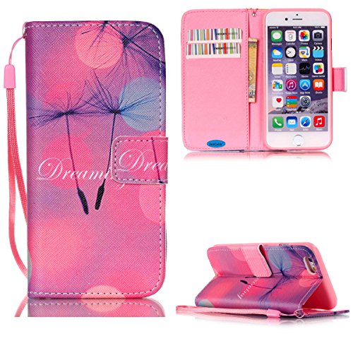 iPhone 6S Plus Case,iPhone 6 Plus Case,JanCalm [Wrist Strap Design][Kickstand] Pattern Premium PU Leather Wallet [Card/Cash Slots] Flip Cover for iPhone 6/6S Plus *Including-ONE Crystal Pen(Dreaming)