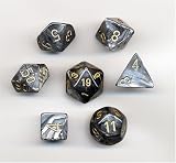 CHESSEX: STEEL WITH GOLD LEAF DICE SEVEN PIECE SET