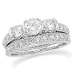14K White Gold Diamond Wedding Set - 1.42 Ct.