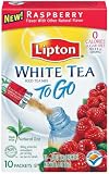 Lipton White Tea Iced Tea Mix To-Go, Raspberry, 10-Count Boxes (Pack of 12)