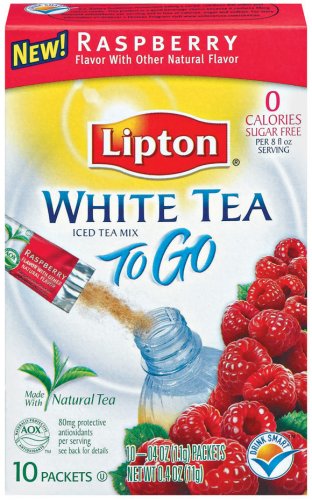 Lipton White Tea Iced Tea Mix To-Go, Raspberry, 10-Count Boxes (Pack of 12) by Lipton