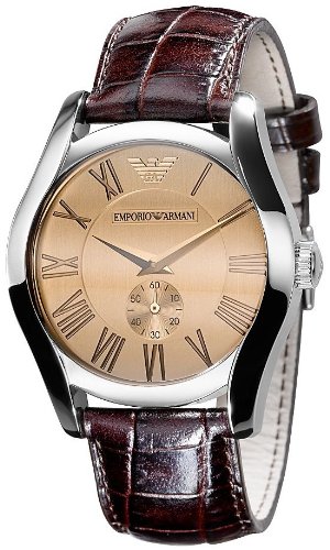 Emporio Armani Men's AR0645 Classic Brown Leather Roman Numeral Dial Watch