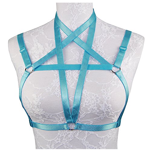 Jelinda Womens Sexy Pentagram Harness Strappy Body Caged Bra Backless Bralette