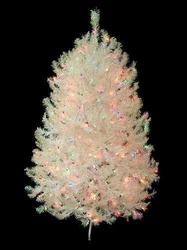 4.5' Shimmering White Iridescent Pre-Lit Christmas Tree - Multi Lights