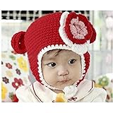 Housweety猿デザイン！ ベビー 耳付き ニットキャップ ニット帽 防寒帽　女の子 男の子 赤ちゃん キッズ ニット 冬帽子 子供服（3ヶ月～18ヶ月）