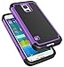 Galaxy S5 Case, E LV Samsung Galaxy S5 Case - Hybrid Dual Layer Armor Defender Full Body Protective Case Cover (Hard Plastic with Soft Silicon) Shock-Absorption / Impact Resistant Bumper for Galaxy S5 / Galaxy SV / Galaxy S V / Galaxy i9600 with 1 Black Stylus, 1 Screen Protector and 1 E LV Microfiber Sticker Digital Cleaner - Purple