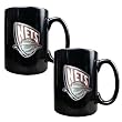 New Jersey Nets 2pc Black Ceramic Mug Set - Primary Logo NBA Basketball
