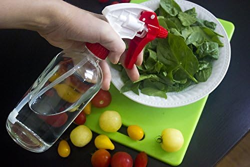 Empty Glass Spray Bottles - Two Large Refillable 16 Oz Decorative Bottles with Colored Mist Pump Trigger Sprayer - Glass Containers - Durable Nozzle For Aromatherapy, Essential Oils, Olive Oil, Water, Cleaning Products and Homemade Cleaners.