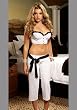 Pink And Black Polka Dot Cami Top With Faux Button Front, Underwire Cups And Adjustable Straps. Matching Capri Pants With Black Satin Sash.