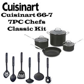 Cuisinart 66-7 7PC Chefs Classic Non-Stick Hard Anodized Cookware Set Plus Harold Imports Heat Resistant Non-Stick 6-piece Nylon Kitchen Tool Set