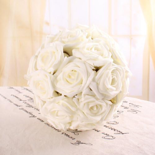 Artificial Latex Real-touch Flower Wedding Decoration Bouquet Bridal Bridesmaid Hydrangeas 6pcs in 1set Rose Bouquet (cream ivory)