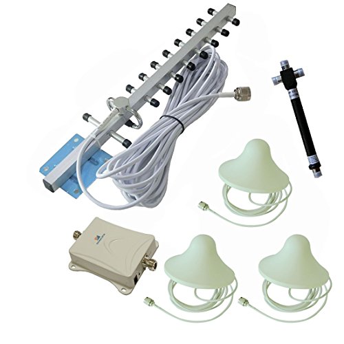 Signalbox High Gain 70dB 1700MHz Cell Phone Signal Booster Powerful Cell Phone Signal Repeater for AWS/3G/4G/LTE Network 25m Cable Mobile Phone Signal Amplifier Kit (White Cable)