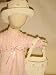 Hand Crocheted White Gimp 2pc Easter Hat and Easter Basket Trimmed with Rosebuds