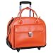 Ladies Leather Detachable Laptop Case on Wheels with Removable Sleeve - Orange